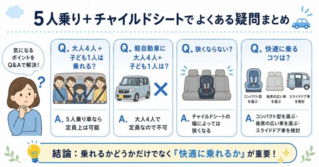 Q＆A｜チャイルドシートをつけて5人乗りって可能？大人4人だと狭い？