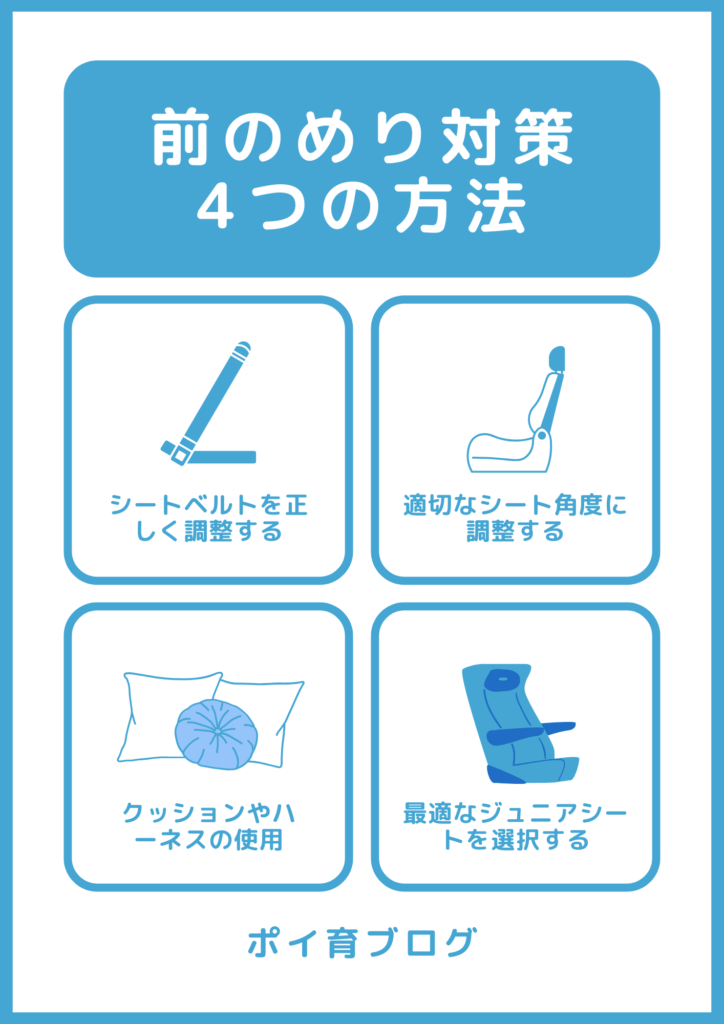 ジュニアシートでの前のめり(首カックン)を防ぐ4つの方法