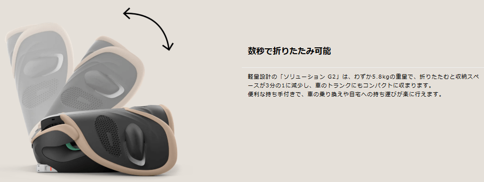 チャイルドシートをたたむ様子