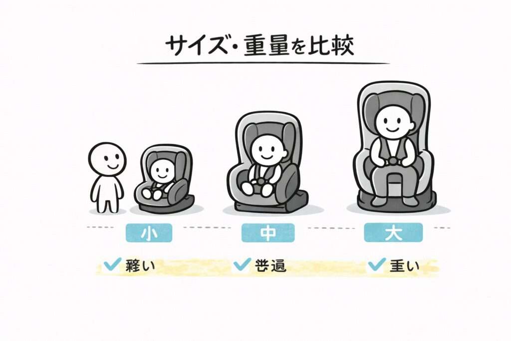 サイズ・重量を比較