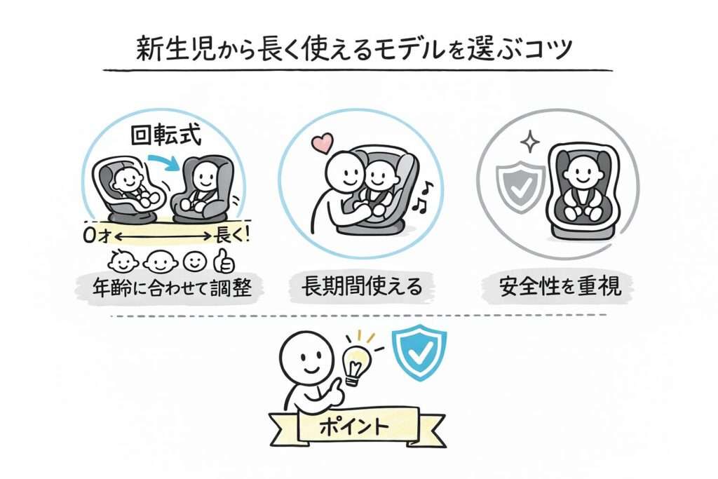 新生児から長く使えるモデルを選ぶコツ