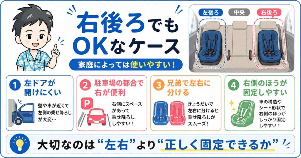 運転席後ろ(右後ろ)がダメなわけではない