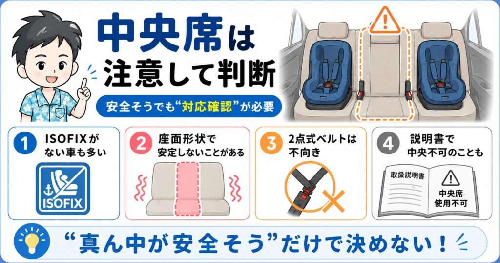 後部座席の中央は安全そうだけど注意が必要