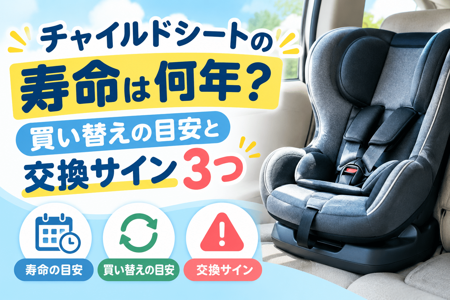 チャイルドシートの寿命は何年？買い替えの目安と交換サイン3つ