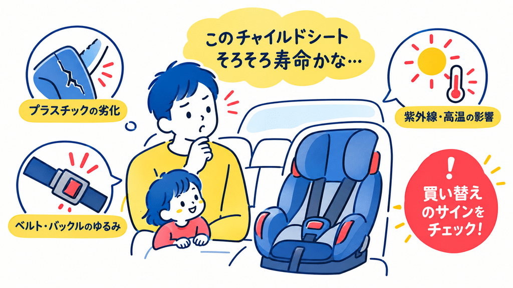 チャイルドシートの買い替えが必要なサイン|見た目と機能でチェックする方法